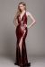 Sequinned Shimmering Halter Neck Prom Formal Gown in Wine